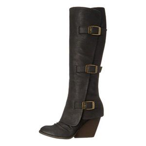 Fergalicious Black Epic Wedge-heel Boots, 5.5